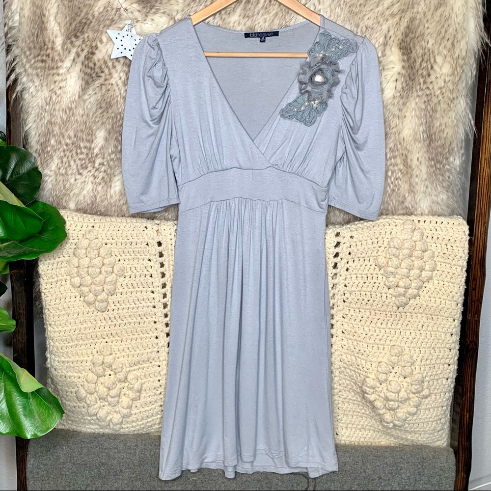 Blue Haven Floral Cap Sleeve Grey Dress
